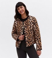 New Look Brown Leopard Print Quilted Jacket